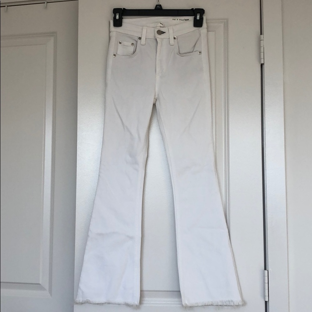 Rag and Bone High Rise Raw Hem Crop Flare Jeans